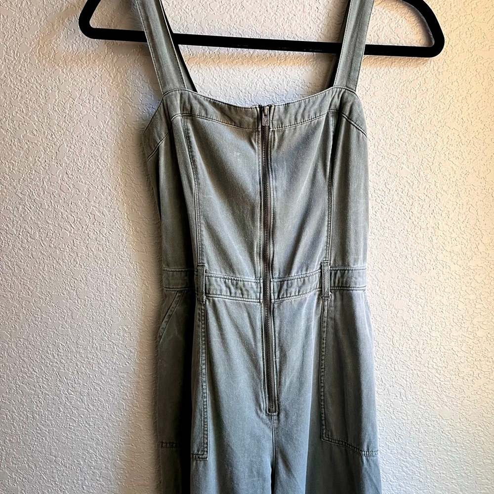 Hollister Denim Front Zip-Up Green Khaki Jumpsuit S Small